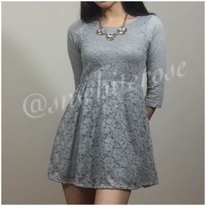 Grey Lace Overlay Dress